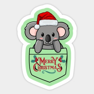 Cute Christmas koala popping out of the pocket Sticker